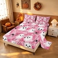 thumbnail image 2 of Homewish Cute Ghost Pumpkin Bed Sheets for Girls, Halloween Spider Bow Full Size Sheets, Soft Pink, 4 Pieces (1 Flat Sheet, 1 Fitted Sheet and 2 Pillowcases), 2 of 5