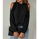 thumbnail image 1 of Blusa con cuello con ribete de volantes,Blusa de manga larga con hombros descubiertos y hombros descubiertos para mujer Diseño de clase mundial, 1 of 8
