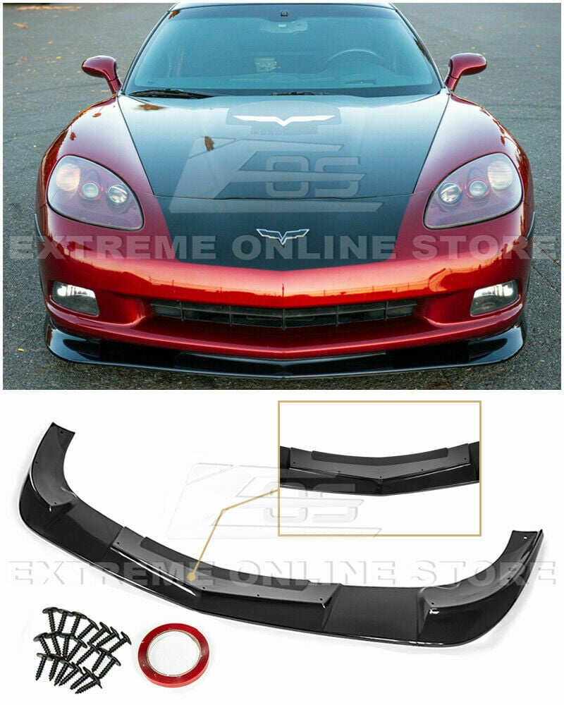 ZR1 Extended Style ABS Plastic Painted Black Front Bumper Lower Lip Splitter Extreme Online Store Replacement for 2005-2013 Chevrolet Corvette C6 Base Models 