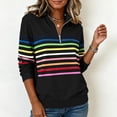 thumbnail image 6 of Winter Sweatshirt For Women Long-sleeved Stand-up Collar Half-zip Striped Loose Pullover Tops, 6 of 7