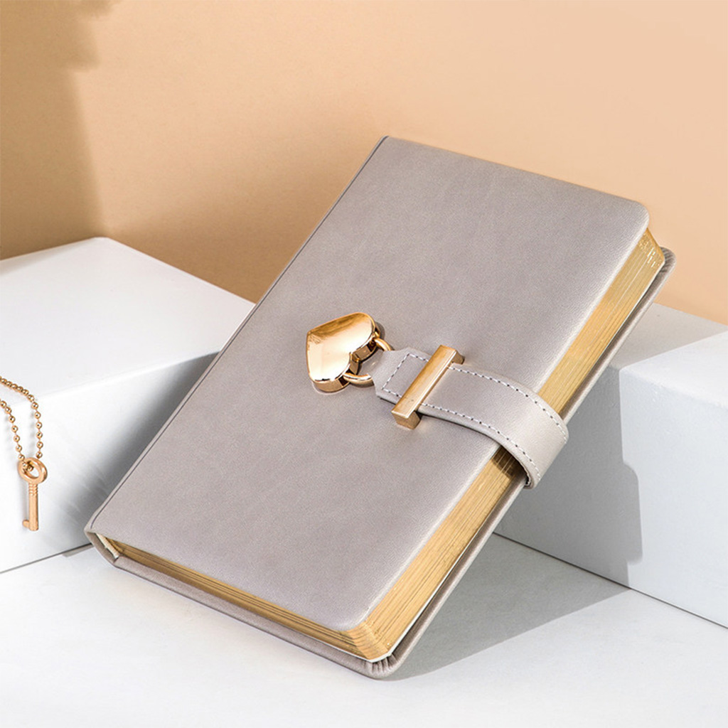 Milue B6 Notebook Notepad Heart Lock Leather Cover Journal Diary Planner Stationery Agenda Organizer School Office Supplies