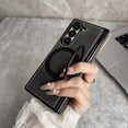 thumbnail image 6 of Vintage PU Leather Case for Samsung Galaxy Z Fold 6, with Hinge Protection, Rotating Magnetic Ring Kickstand, Slim Drop-Proof Hard PC Phone Cover, Classic Style Protective Case, Black, 6 of 8
