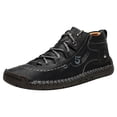 thumbnail image 5 of Mens High Top Fashion Sneakers Casual Leather Lace up Non Slip Barefoot Hiking Shoes Outdoor Ankle Booties, 5 of 6