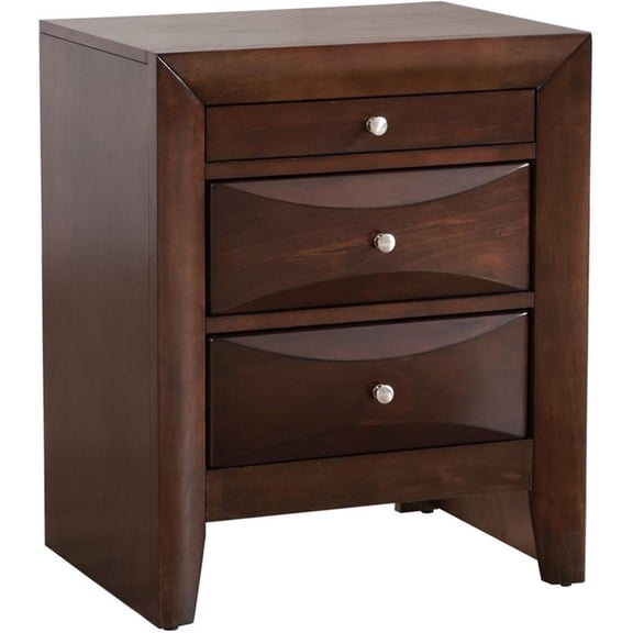 Glory Furniture Marilla 3 Drawer Nightstand in Cappuccino