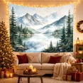 thumbnail image 3 of Misty Mountain Lake Surrounded by Forest, Peaceful Watercolor for Nature Lovers Forest Landscape Wall Art Housewarming Gift Tapestry Wall Hanging for Bedroom and Living Room, 3 of 7