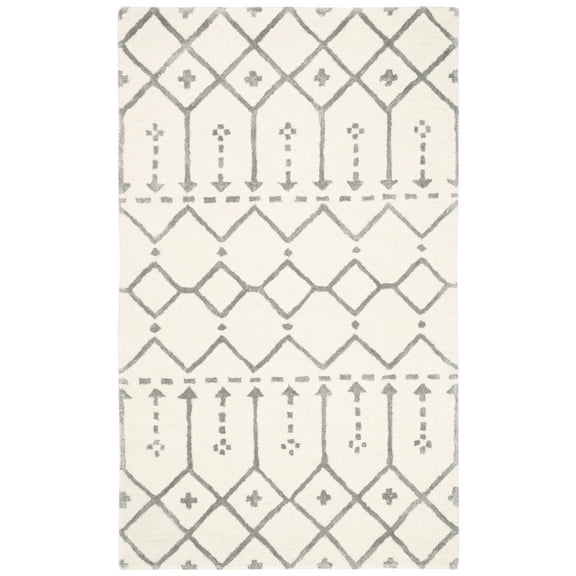 SAFAVIEH Himalaya Darin Geometric Wool Area Rug, Ivory/Grey, 2' x 3'