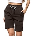 thumbnail image 5 of Edvintorg Shorts Women Solid Leisure High Waist Beach Shorts With Drawstrings Summer Clearance Casual Loose Knee-Length Bottoms Black Sports Shorts Streetwear, 5 of 7