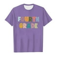 thumbnail image 4 of Little Kid Children's Fashion Back To School Season Printed Round Neck Short Sleeve Casual T Shirt Top Big Girls off Shoulder Top Clothes Teens Girls Crop Tops Long Sleeve( 11) 6-7 Years Purple, 4 of 4