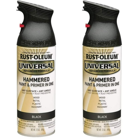 Rust-Oleum 245217A2 Surface Universal Hammered Spray Paint, 12 Ounce Pack of 2, Black, 24 Ounce