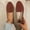 Brown, variant on Women Shoes Womens Loafers Slip On Ballet Flats for Women Round Toe Glitter Fabric Flat Shoes Solid Color V Cut Comfort Walking Flats Wide Width Women Shoes Casual Dress Daily House Shoes for Women