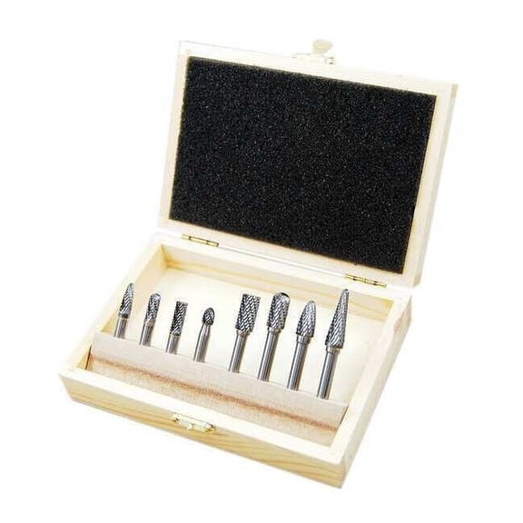 Westward Carbide Bur Set,Double Cut,1/4 in. Shank 20UH85