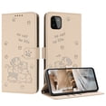 thumbnail image 2 of Wallet Case for Samsung Galaxy A22 5G,Women Flip Magnetic Folio PU Leather Protective Case Wrist Strap Card Slots Holder Purse Emboss Cute Puppy Stand Case for Samsung Galaxy A22 5G,Beige, 2 of 9