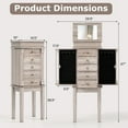thumbnail image 4 of Giantex Drawers Armoire Cabinet, Standing Storage Chest with Mirror, 8 Necklace Hooks Wooden Organizer, Bedroom Jewelry Furniture with 2 Side Swing Doors, Grey, 4 of 9