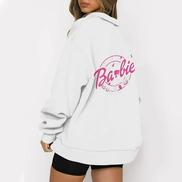 Mode Décontractée à Manches Longues Imprimé Floral Fermeture Éclair Épaule Extérieure Surdimensionnée Sweat-Shirts Noir S