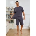thumbnail image 3 of U2SKIIN Mens Pajama Set, Short Sleeved Pajamas Set for Men Lounge Sleepwear with Pockets (Dark Grey, M), 3 of 5