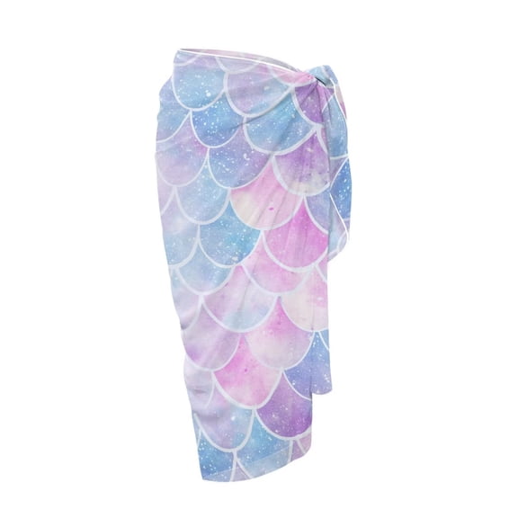 Uourmeti Sarong Coverups for Women Pink Blue Purple Mermaid Long Swimsuit Pareo Beach Wrap Skirt Bikini Bathing Swimsuit Scarf One Size