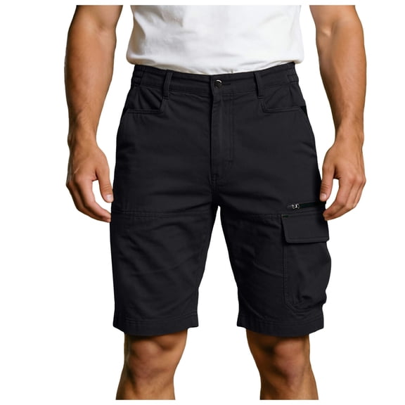Zshosam Mens Workout Shorts Men's Hiking Cargo Shorts Quick Dry Golf Outdoor Work Tactical Shorts with Multi Pocket for Fishing Travel (Black,S)