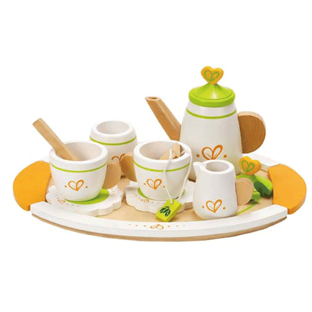 Hape Wooden Play Tea Set for 2 Toddler Child Age 3yrs Gently 12 PC for sale online 