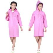 2 Pack Pink Reusable Raincoat, Portable Kids Rain Poncho with Hoods and Sleeves, Durable, Lightweight for Camping