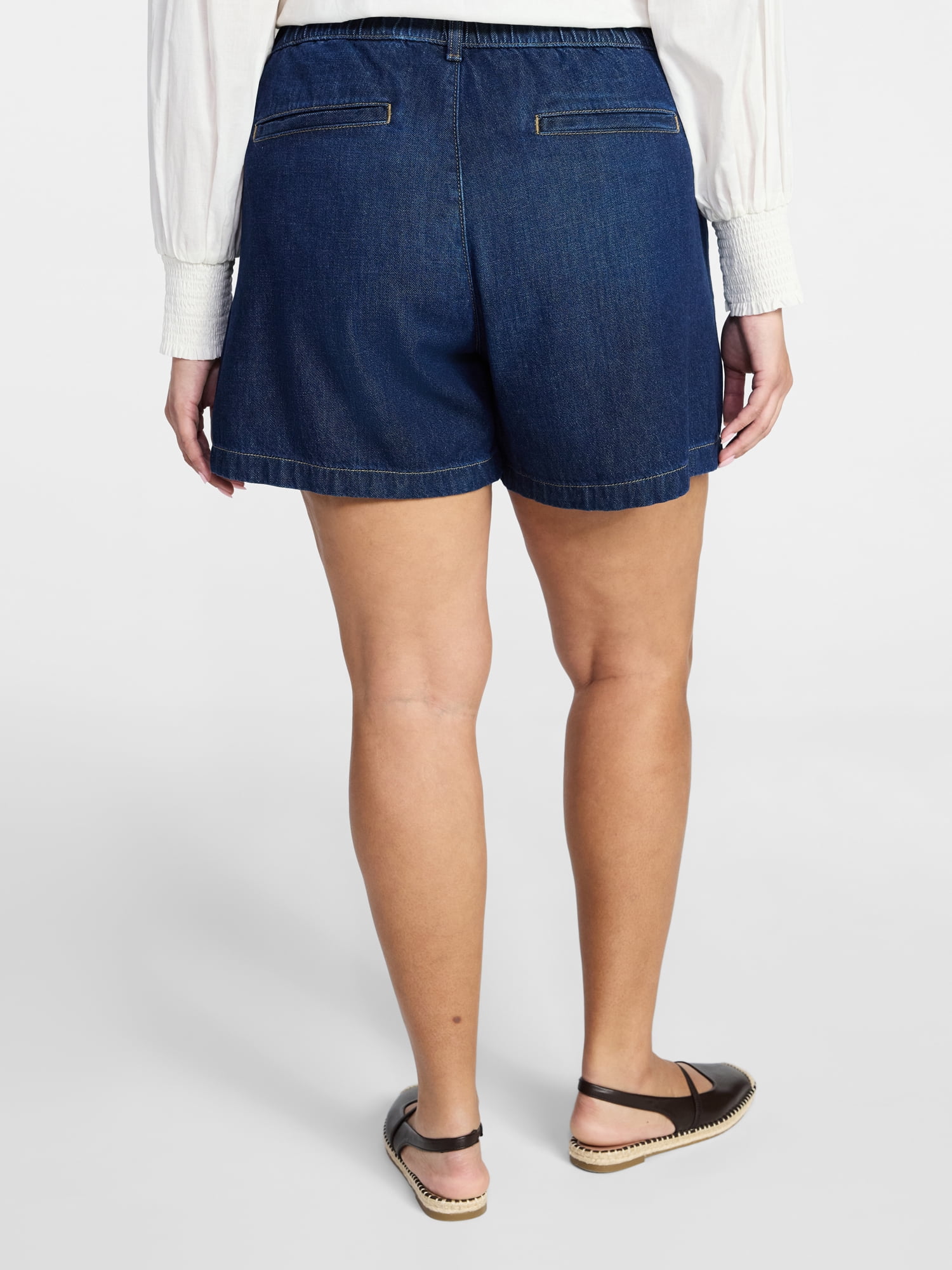 Terra & Sky Women's Plus Drapey Denim Shorts