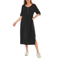 thumbnail image 1 of Vestido de mujer Manga enrollada Bolsillos laterales Aberturas Botón O Cuello Vestido largo inf Abanopi Vestido de mujer, 1 of 7