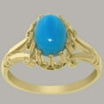 thumbnail image 2 of LBG British Made Solid 14k Yellow Gold Natural Turquoise Womens Engagement Ring - 33 size options - Size 10.25, 2 of 6