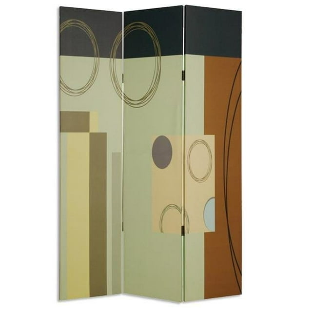 Écran à 3 Panneaux en Toile de Bois Multicolore de 48 X 72 Po