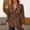 Orange, variant on Women's Blouse Leopard Print Long Sleeve Blouse Loose Casual Top with Button Detail XXL