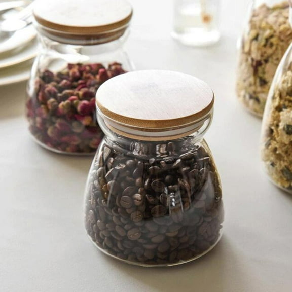 TAILTOSS 2Pcs Sugar and Coffee Jars Storage Container Transparent Glass for Households 700ml 1100ml