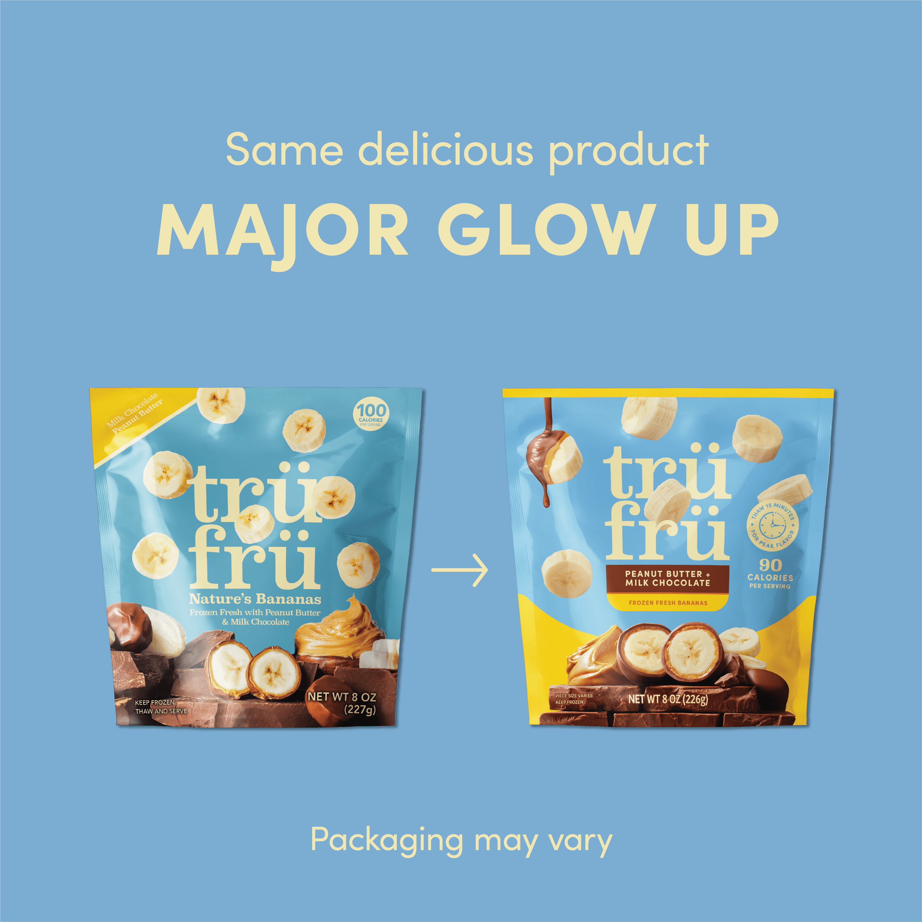 Tru Fru Frozen Bananas in Peanut Butter and Milk Chocolate, 8 oz