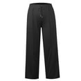 thumbnail image 7 of Womens Wide Leg Sweatpants with Pockets Elastic Waist High Waist Lounge Pants Loose Fit Casual Trousers for Yoga, Hiking, or Daily Wear Black, 7 of 7