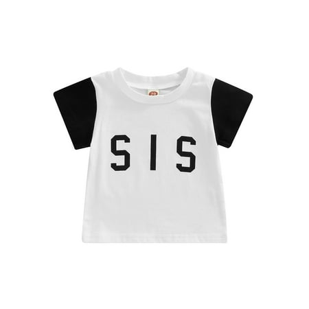 

Nokpsedcb Toddler Baby Boys Girls T-Shirt Letter Print Stitching Short Sleeve Summer Breathable Casual Tops SIS Printed 0-6 Months