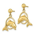 thumbnail image 6 of 14k Yellow Gold 2-D & Polished Dolphin Jumping Through Hoop Earrings, 6 of 7
