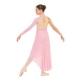 thumbnail image 2 of TTAO Teen Girls Ballet High-Low Skirt Latin Jazz Contemporary Dance Dress Dancing Gymnastics Skirted Leotard Pink 12, 2 of 7