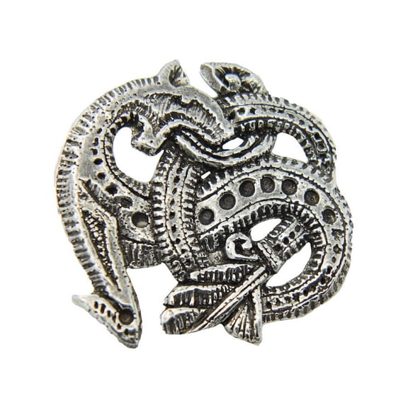 Viking Dragon Pin, Serpent, Norse, G045, Viking, Celtic, Gothic, Medieval, Pins, Lapel, Brooch, Brooches, Hat, Backpack, Handmade in the USA, Over 100 Gothic Designs Available, Pewter