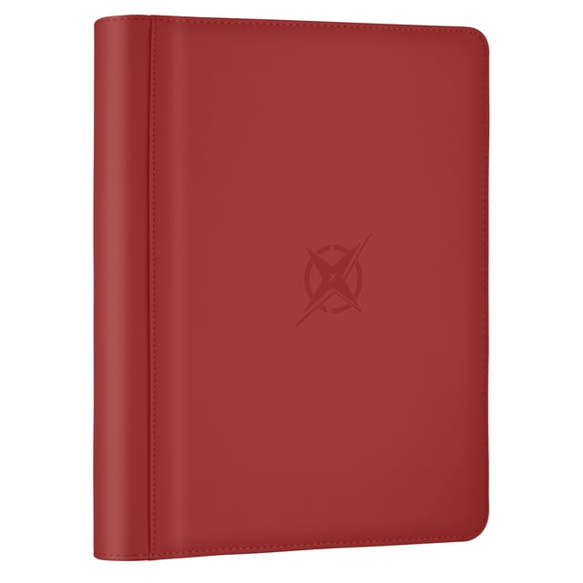 Archivador para cartas coleccionables TCGENITH de 9 bolsillos con cierre y cremallera, rojo, para 540 cartas