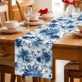 thumbnail image 5 of Blue Spring Floral Cotton Linen Rectangle Table Runners 13"x120", Watercolor Ombre Summer Botanical Coffee Table Runner Dresser Scarves Luxury Table Runners for Wedding Party Banquet Dinner Decor, 5 of 8