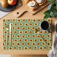 thumbnail image 2 of Turquoise Sunflowers Fall Placemats Set of 12, Thanksgiving Botanical Floral Placemats for Dining Table, Place Mats for Kitchen Tabletop, Waterproof Wipeable Dining Table Mats Set, 2 of 9