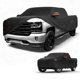 thumbnail image 1 of Funda para auto impermeable para todo clima, protección exterior completa contra el sol y la lluvia, con tiras reflectantes, negra para Chevy Silverado, 1 of 7