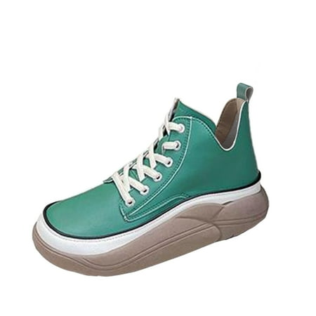 

HSMQHJWE Heals Womens Shoes Size 13 Wide Width Casual High Top Lace Up Casual Retro Soft Leather Shoes Women S Thick Soled Rocking Shoes Fashion Shoes Cute Casual Shoes