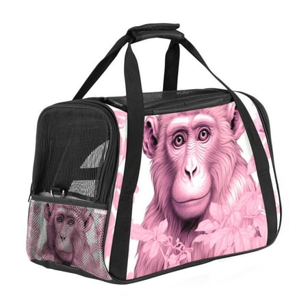 Pink Monkey Premium Fabric Dog Carrier - 17x10x11.8 in Pet Bag with 900D Oxford Cloth  Sherpa Base  and Nylon Webbing - Comfortable and Convenient Travel Tote for Small and Medium Pets