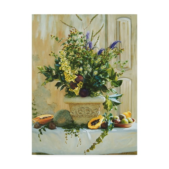 Trademark Fine Art 'Green Floral' Canvas Art by Robin Anderson