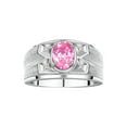 thumbnail image 1 of RYLOS Men's Rings Sterling Silver Rings Classic Designer Style 8X6MM Oval Gemstone &  Diamond Ring Pink Ice October Birthstone Rings For Men,  Size 10, 1 of 7