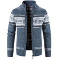 thumbnail image 1 of OmicGot Chandail Décontracté pour Hommes Automne et Hiver Col Montant Cardigan Imprimé, 1 of 5