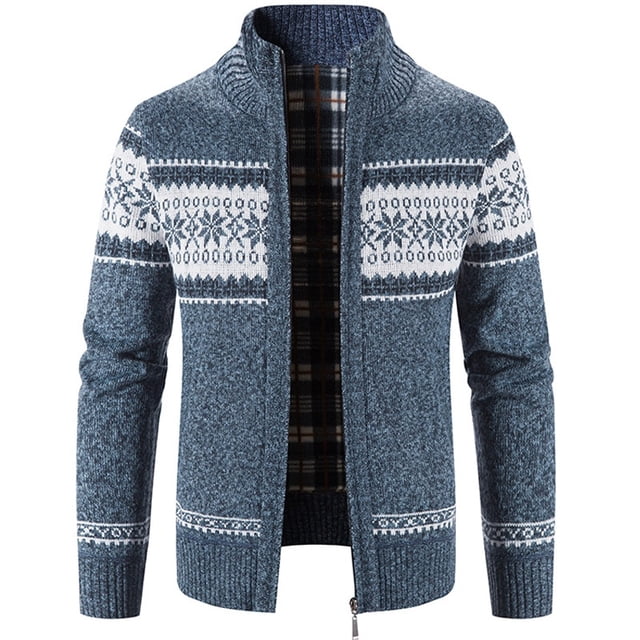 OmicGot Chandail Décontracté pour Hommes Automne et Hiver Col Montant Cardigan Imprimé
