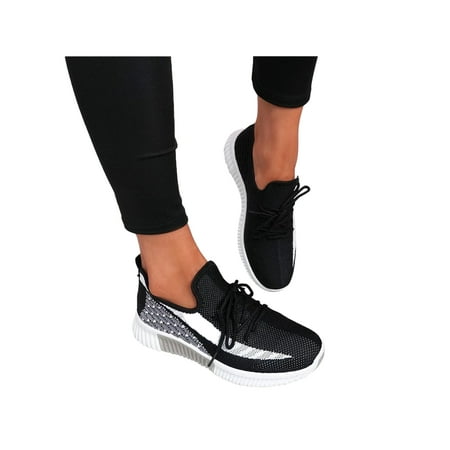 

Gomelly Womens Ladies Lace Up Mesh Knit Trainers Jogging Sport Sneakers Women Party Shoes