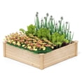 thumbnail image 6 of Topcobee 40" x 40" Outdoor Wood Raised Garden Bed, Garden Beds, Planter Boxes Outdoor-Natural, 6 of 6