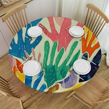

Palnkart Round Table Cover Stain Resistant Washable Indoor Outdoor Tablecloth Kitchen Dining Wedding Parties Table Cloth 100% Polyester Fiber 38-42