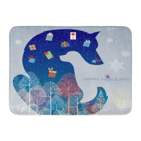 GODPOK 2020 Colorful 2018 Two Dogs Inverted and Negative Space Design Happy New Year Holidays 2019 2021 Rug Doormat Bath Mat 23.6x15.7