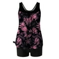 thumbnail image 6 of YABCSAZ Tankini Swimsuits for Women Tummy Control Two Piece Bathing Suits Round Neck Flowy Swim Tops Casual Long Torso Tank Tops and Solid Color Shorts, 6 of 6
